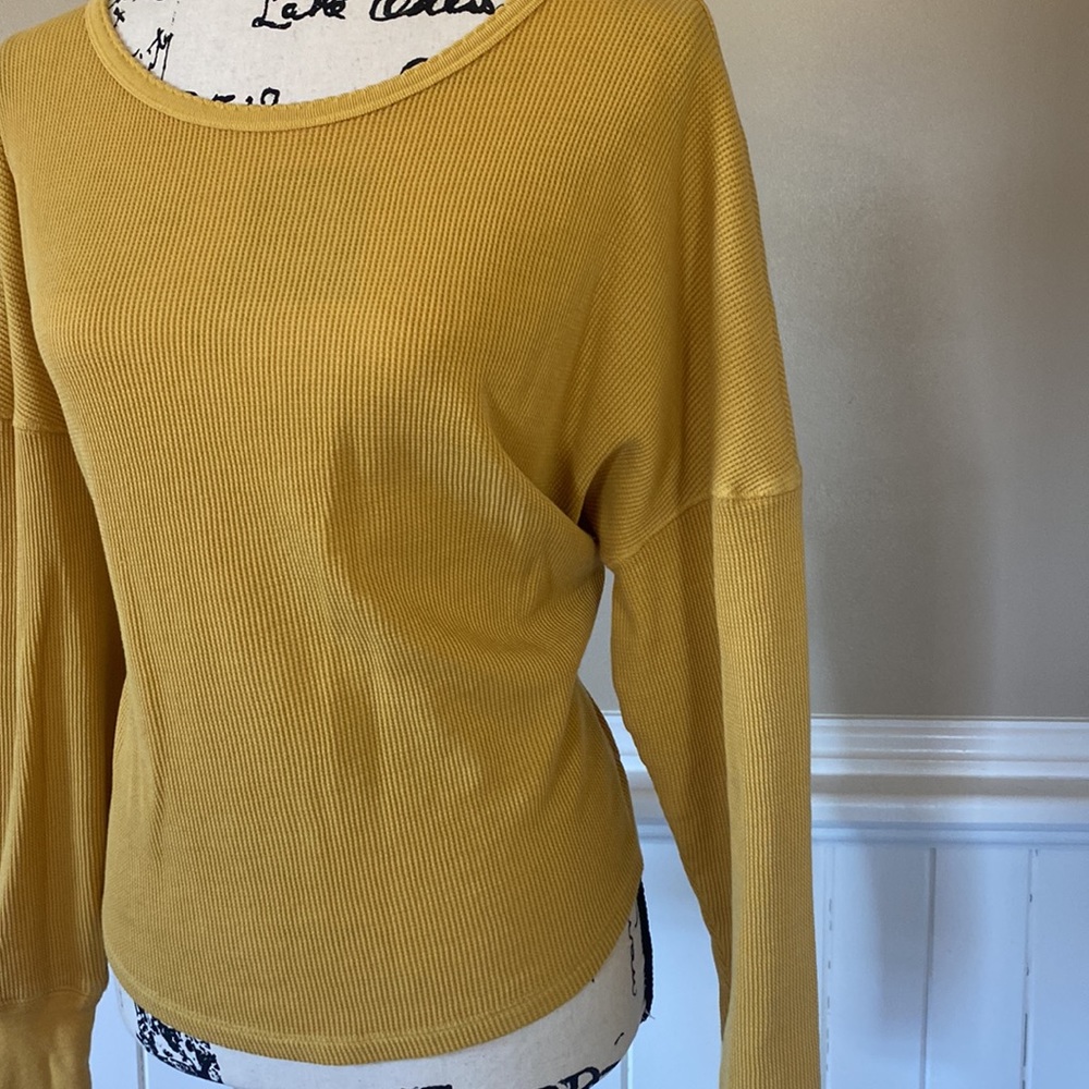 Waffle texture  long sleeve top. In mustard yellow  brand BP by Nordstrom
